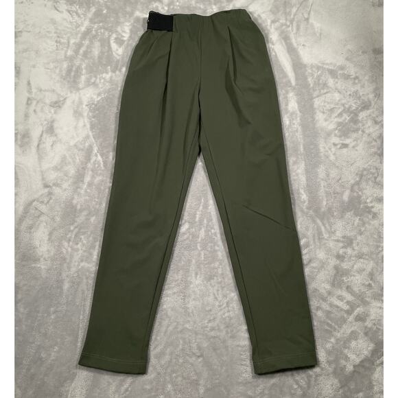 Aday Turn It Up Pants Small Green High Rise Stretch Travel Capsule Chic Pleated - Picture 1 of 13